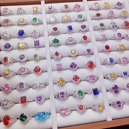 European American Style Luxury Fine Jewelry Rings Personalized Gold-plated Colorful Zircon Rings Fashion Design Rings for Girls