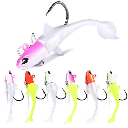 Wholesale SO086~090 28g 35g 45g 50g 55g Artificial Soft Plastic Baits Lead Jig Head Fishing Lures