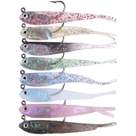 Wholesale SO063 7cm 5.5g 5pcs/bag Artificial Soft Plastic Baits Luminous Lead Jig Head Fishing Lure
