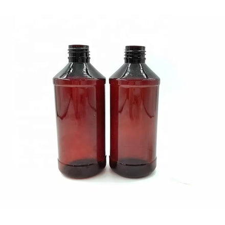 Wholesale 16oz Round and Square PET Bottle With Dark Amber Color for Packing Liquid Medicine With Wockrdt Par Hi-tech Labels