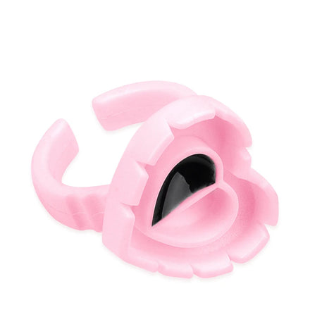 New Arrival 100pcs Heart-Shaped Flower Lash Glue Holders in White Pink Gold Eyelash Extension-Use Plastic Rings