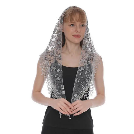 Wholesale Women Spanish Mantilla Church Head Covering Veil Latin Mass Triangle Scarf Tulle Lace Catholic Veil