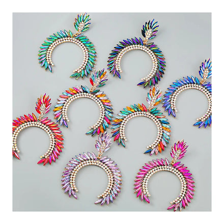 HOVANCI Wholesale Jewelry Bulk Earrings Elegant Vintage Style Colorful Rhinestone Sunflower Earrings