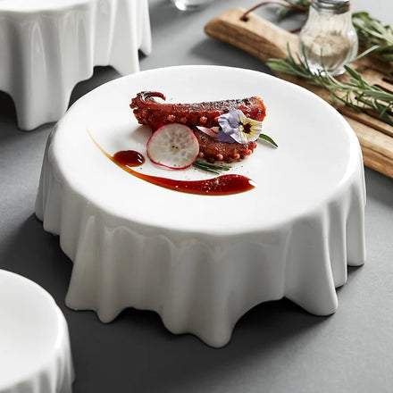 NEW Ceramic High Foot Cake Stand Show Plate Restaurant Club Hotel Dinnerware Cold Dishes Fruit Salad Sweet Dessert Serving Trays