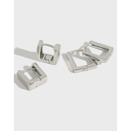 925 Sterling Silver Simple Square Hoop Earrings Minimalist Trendy Earrings Women Fine Jewelry Earrings Wholesale