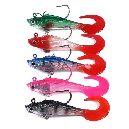 Wholesale SO060 7cm 9g Artificial Soft Plastic Baits Lead Head Fishing Lures with Hook