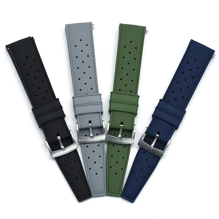 JUELONG Best-seller Black Fluorine Rubber Watch Band Quick Release Retro Diver Khaki Cyan FKM Watch Strap 18mm 20mm 22mm 24mm