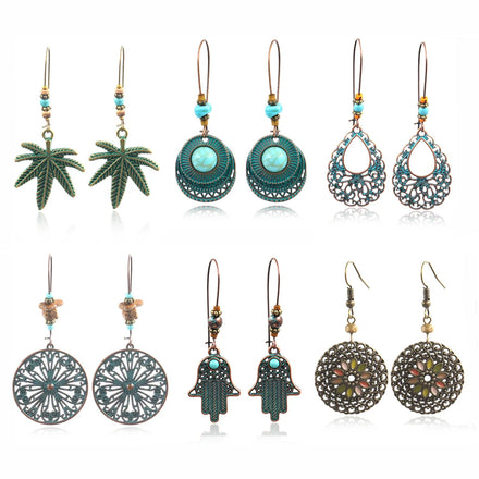 Bohemian Vintage Tassel Earrings Boho Geometric Floral Jewelry Big Bohemia Multicolor Leaf Trendy Heart Earring Women
