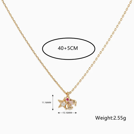 Custom 18K Gold Plated Bear Hugging Star Pendant Necklace Trendy Cute Link Chain Claw Setting Inlay Technology Gift for Girls