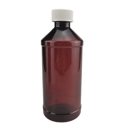In Stock 16oz Amber PET Cough Syrup Plastic Arch Modern Square Seal Medicine Bottle