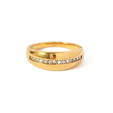 Fashion Non Tarnish 18k Gold Plated Ring Jewelry Women Fine Jewelry Stainless Steel Ring Cubic Zircon Diamond Ring for Women