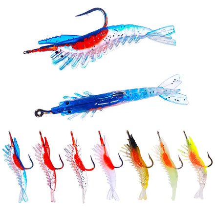 Wholesale SO077 6cm 3g 5pcs/bag Luminous Soft Plastic Shrimp Shape Baits Fishing Lures with Single Hook