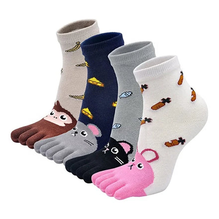 Wholesale Cute Animal Cartoon Crew Socks Children Cotton Funny Five Toe Socks for Kids