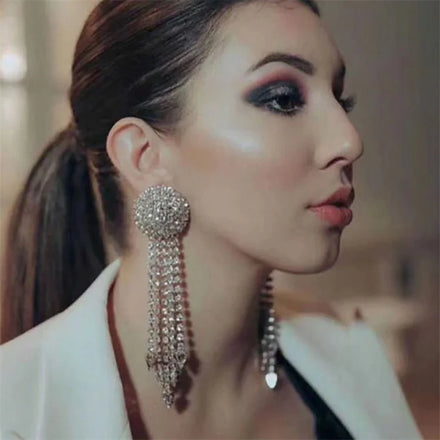 Wholesale Fashion Accessories Statement Bride Geometric Tassel Water Drop Shaped Diamond Women Luxury