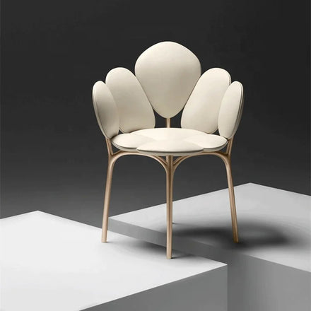 Modern European Style Stainless Steel Base Dining Chair Set Creative Single Petal Lounge for Living Room Chic Chaise Lounge