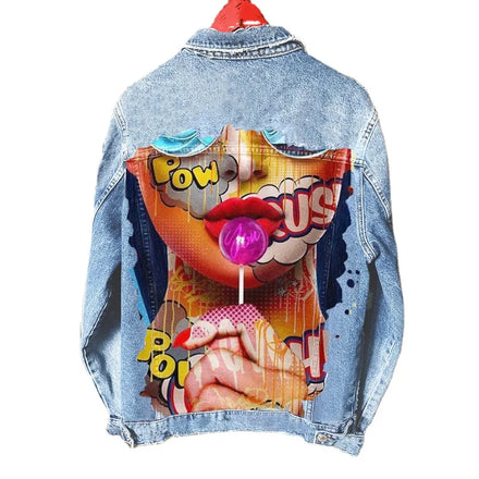 2022 Winter New Arrivals Quality Work Jacket Fashion Wholesale Denim Jackets Graphic Printed Denim Jacket for Men