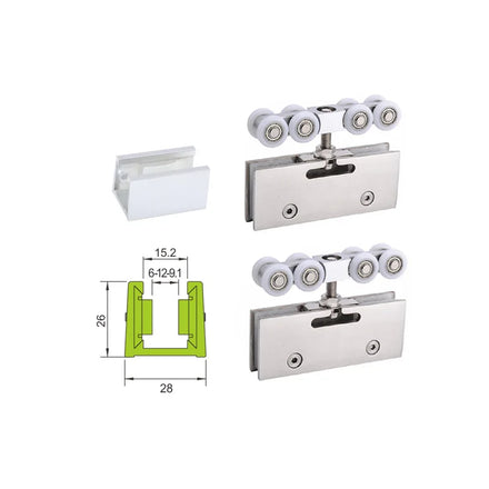 Modern Apartment Hang Sliding Glass Door Roller Hardware with Nickel Finish 150kg Capacity for Bifold Doors