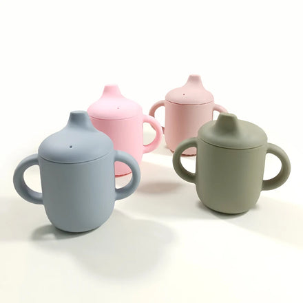 BPA Free Baby Silicone Feeding Set Straw Cup With Lid Sippy Cups CE Certificated Food Grade Kids Mug Drinking Water Cup