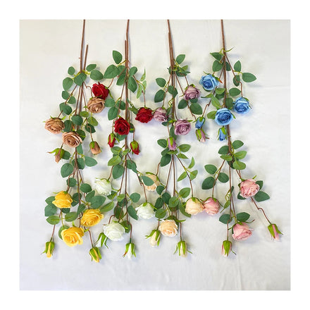 New Arrival Colorful Modern Wedding Decoration Artificial Flower Aegean Sea 5 Round Roses