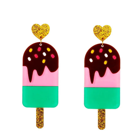 Grandiloquent Cute Ice Cream Cone Cake Summer Sweet Girl's Best Friend Acrylic Earrings