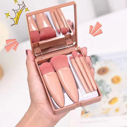 Wholesale 5 Pcs Portable Professional Cosmetic Brush With Mirror Makeup Brushes Private Label