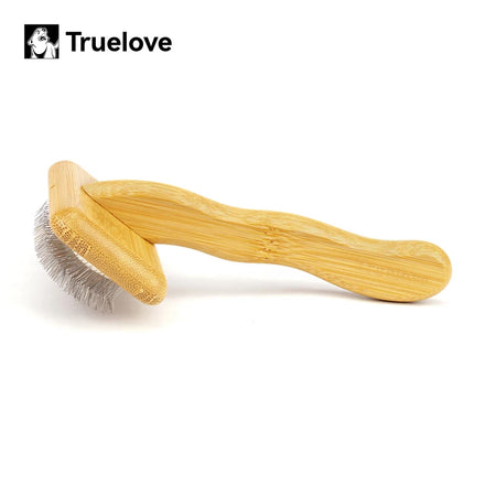 Truelove Wholesale Luxury Bamboo Portable Pet Hair Grooming Ergonomic Comb Dog Cat Cleaning Reusable Professional Slicker Brush