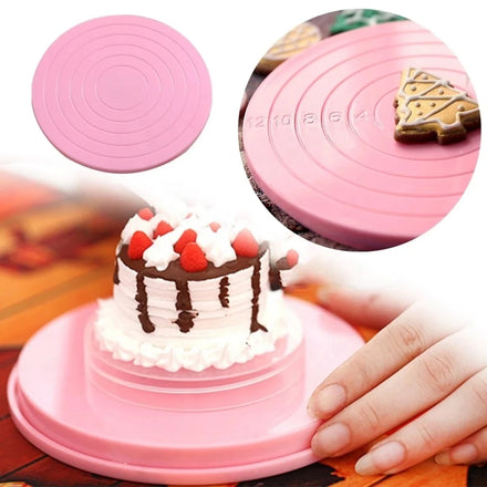 Christmas 14cm Mini Cake Cookies Decorating Elegant Turntable Manually Rotating Table Cake Stand Non-Slip Base