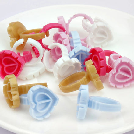 Wholesale 100Pcs Disposable Lash Extension Plastic Pink Heart Shaped Glue Rings Cup ETS-61 Guangdong