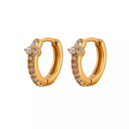 18k Gold Plated Zircon Huggies Earring Fine Jewellery Gold Hoop Stainless Steel Earrings Jewelry Pearl Huggie Hoop Earrings