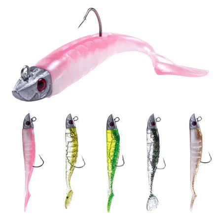 Wholesale SO098/SO099 9cm/15g 11cm/25g Artificial Soft Plastic Baits Lead Jig Head Fishing Lures