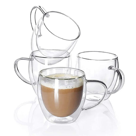 Hot Selling Transparent Double Layer Heat Resistant Glass Cup High Borosilicate Glass Milk Coffee Cup With Handle