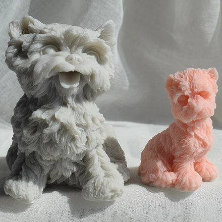 DIY 3D Dog Puppy West Highland Gypsum Scented Candle Mold Soap Chocolate Cake Baking Molds Fondant Cake Dog