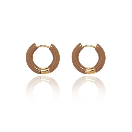 Wholesale Custom Jewelry 20mm Round Huggie Hoops Gold Hoops Stainless Steel Huggie Earrings Enamel Hoop Earring