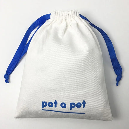 Custom White Twill Cotton Cosmetic Pouch Cotton Cloth Drawstring Bag Children's Clothing Pouch with Ribbon Custom Shoes Security