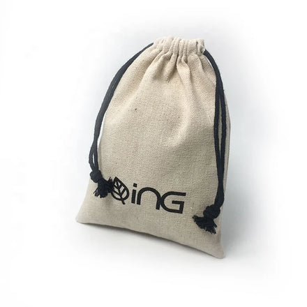 Cotton Cosmetic Dust Pouch Jewelry Gift Bag Black Ropes Logo Thick Natural Screen Printing Moisture Proof Perfume Toothpaste