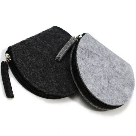 Wholesale Luxury Mini Zippered Coin Purse Black Felt Key Chain Pouch Accessories Case Unisex Plain Character Letter Bag Clips