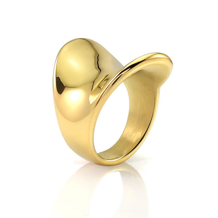Stainless Steel Punk Creative Gold Ring Irregular Depression Latest Design New Ring for Party Girls Boyfriend Jewelry Wholesale
