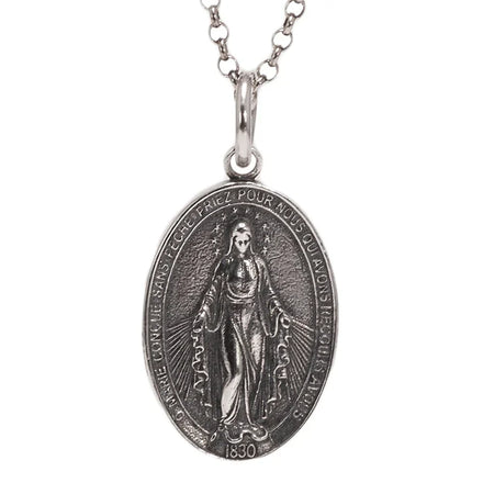 S925 Sterling Silver Pendant for Men and Women Vintage Cross Maria Oval Design Necklace Pendant Fine Jewelry Rock