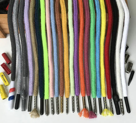 Wholesale 5mm Braided High Tenacity Polyester Drawstring Rope Different Colors Metal Tips for Garments Bags Shoes Home Textiles