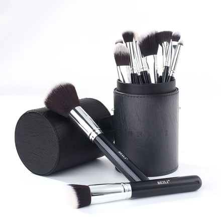 BEILI Wholesale Makeup Brushes Black Wood Handle Professional Makeup Brush with Bucket