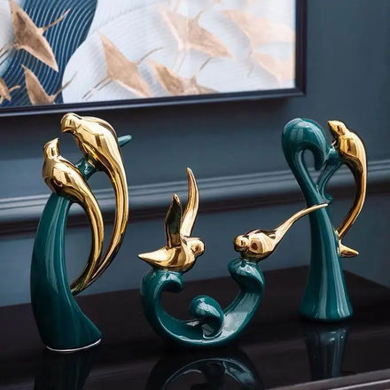 DREA Nordic Luxury Creative Cabinet Bookshelf Living Room Decor Ceramic Little Bird Statue Home Decoration