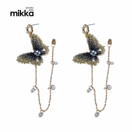 Fashion Butterfly Earrings Korean Temperament Long Tassel Earrings