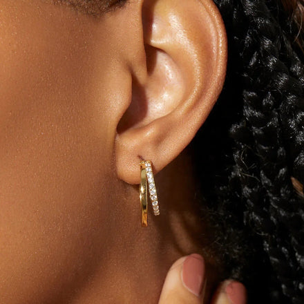 Fashion Gold Stud Earrings Cc Shaped Cubic Diamond Studs Gold Plated Stainless Steel Earring Stud Earrings Jewelry