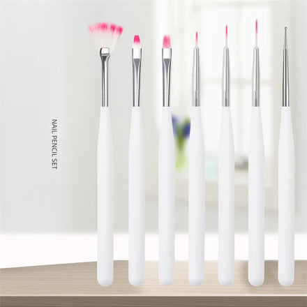 7pcs/set Professional Nail Art Brush Set Liner Painting Drawing Brushes Detail Dotting Flower Pen Manicure Tools