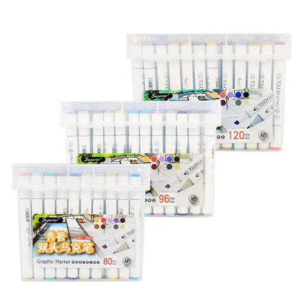 OEM Superior 96 Colors Factory Directly Price Professional Dual Tip Art Color Permanent Marker Pen Set for Drawing and Sketching