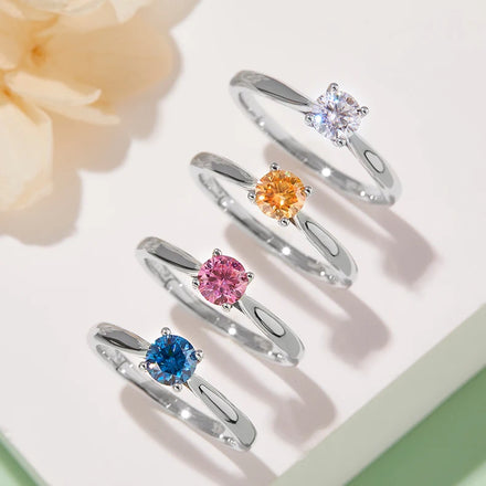 Factory Hotsale Newest Moissanite Ring 0.5ct VVS Pink Moissanits Stone Ring 925 Sterling Silver Jewelry in Stock