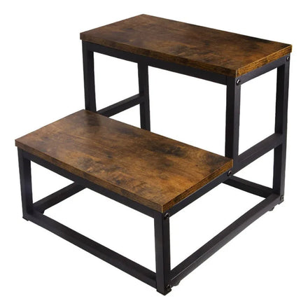 Heavy Duty Metal Frame Multifunction Step Stool with Double Tiers Storage Holders for Home Organization in Kitchen & Bathroom