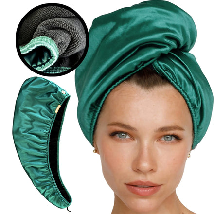 Microfiber Hair Wrap Towel Double Layer Natural Curly Hair Turban Towel for Women - Satin Hair Drying Easy Twist Towel
