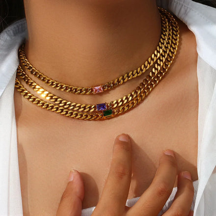 Fashion Chunky Chain Choker Non Tarnish Jewelry Gold Chain Choker Custom Stainless Steel Necklace 18k Gold Cuban Chain Necklace