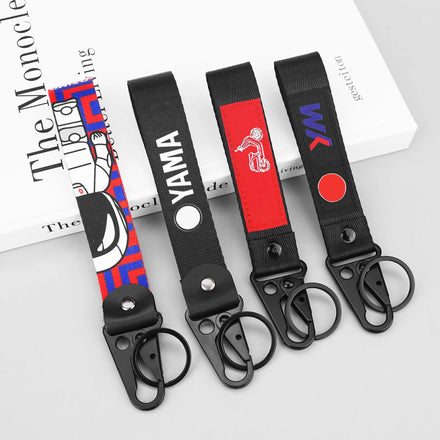 Manufacturer Custom Nylon Motorcycle Eagle Hook Key Lanyard Multicolor Screen Printed Wrist Lanyard Keychain
